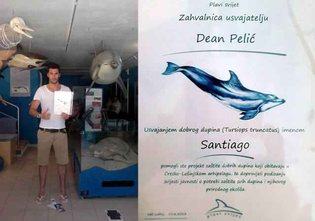 Dean Pelić posvojio dupina Santiga