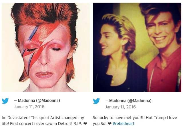 Madonna: David Bowie je promijenio moj život