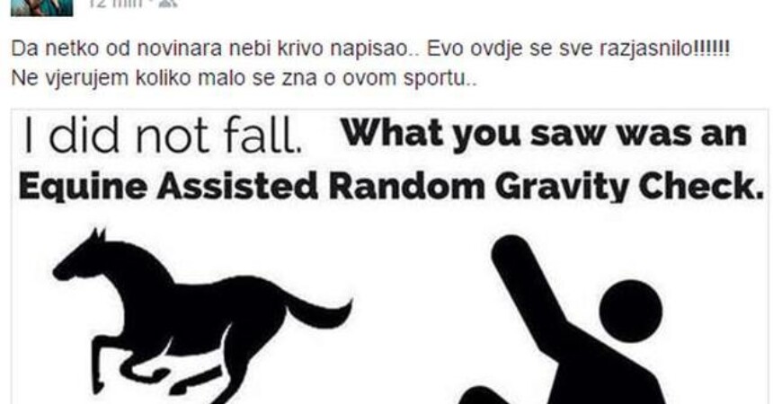 Vanja Mamić nije pala s konja, kriva je gravitacija